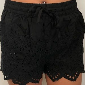 Black Broderie Anglaise Shorts